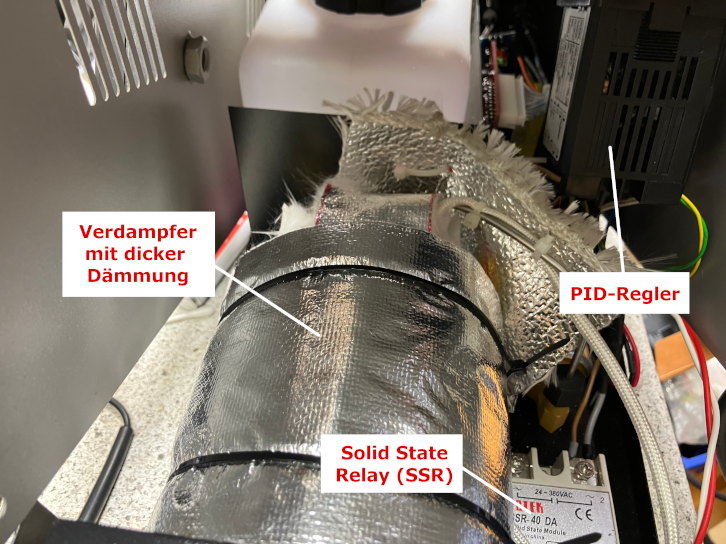 Ansicht der Nebelmaschine mit PID-Regler von innen